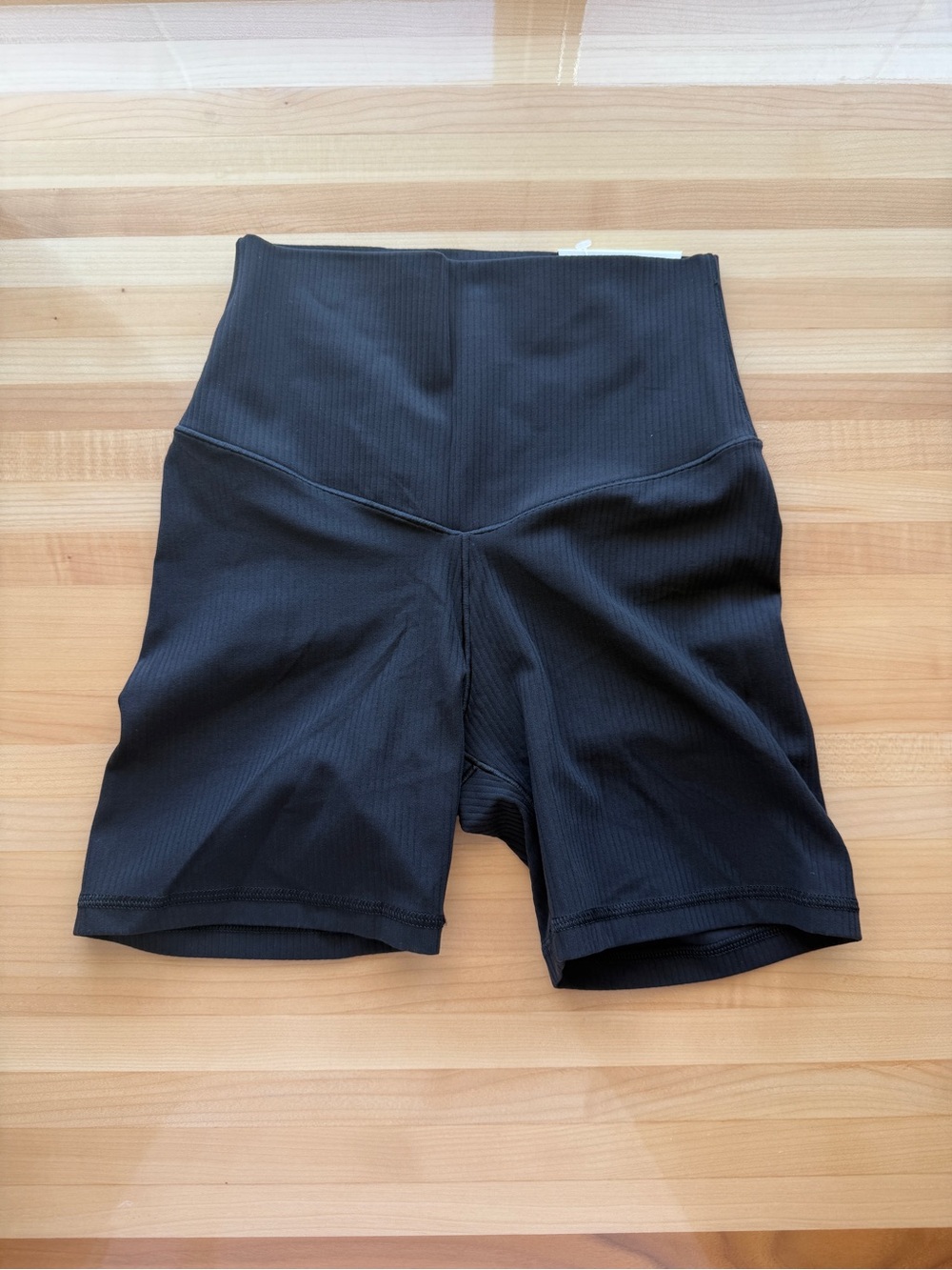 aerie Black High-Waist Ribbed Bike Shorts